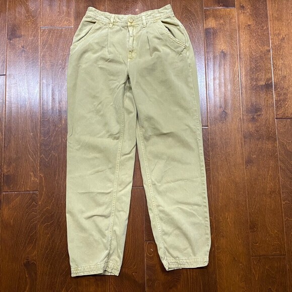 Free People Petite Khaki Chino Cotton Straight Leg Pants Women's Size 0 - Picture 2 of 7